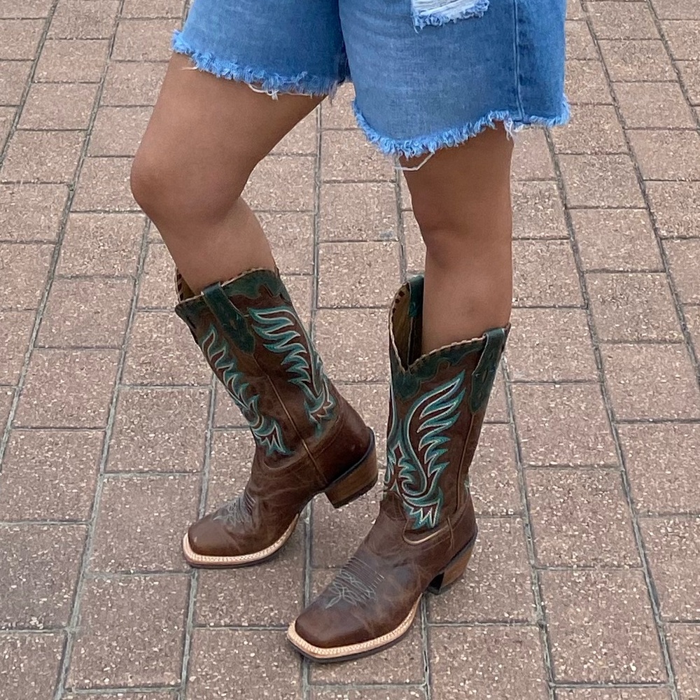 Ariat Brown, Teal, Gold Cowboy Boots